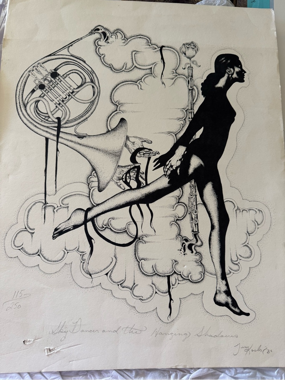 Hand-Drawn Black & White 'Sky Dancer' Art Print